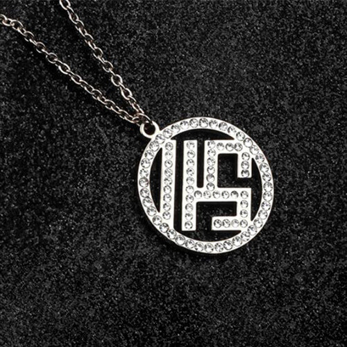 custom logo pendant jewelry with rhinestone wholesale suppliers personalized diamond word necklace silver factory websites